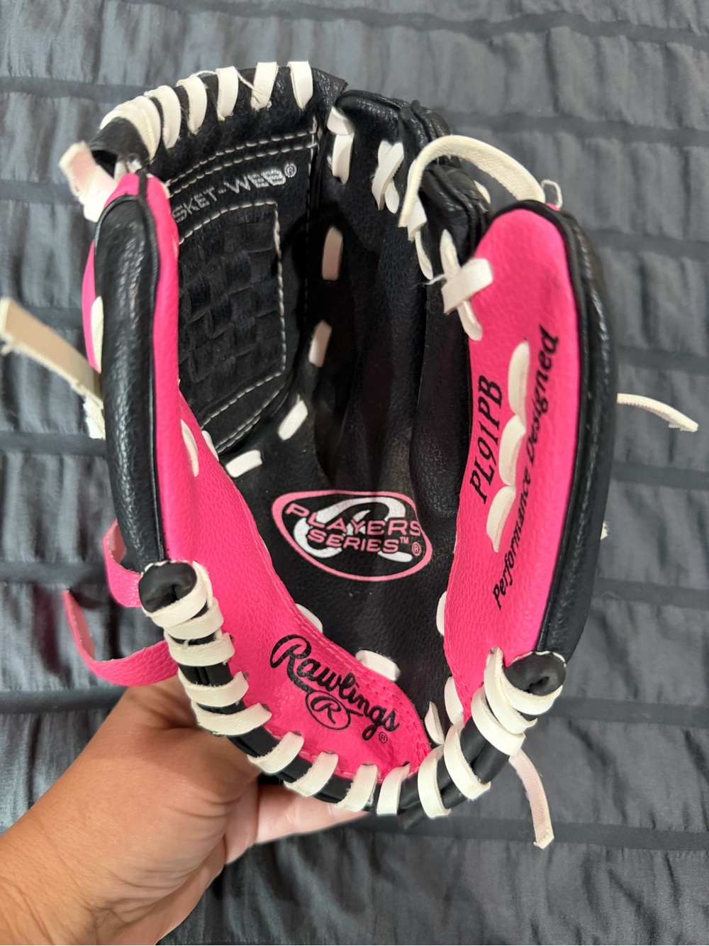 Rawlings Black and Pink Kids Baseball Glove - Picture 2 of 3